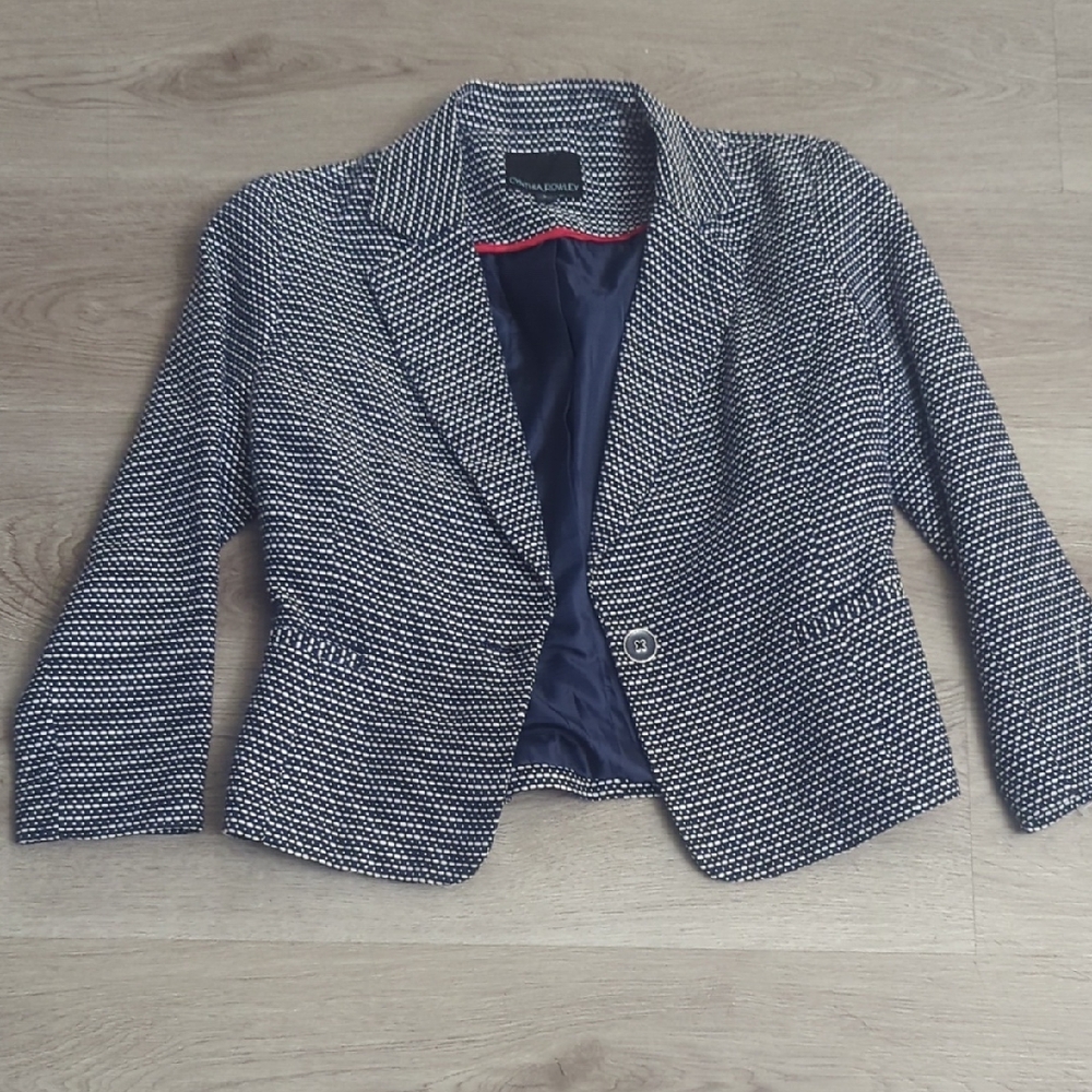 Cynthia Rowley Textured Navy Blazer